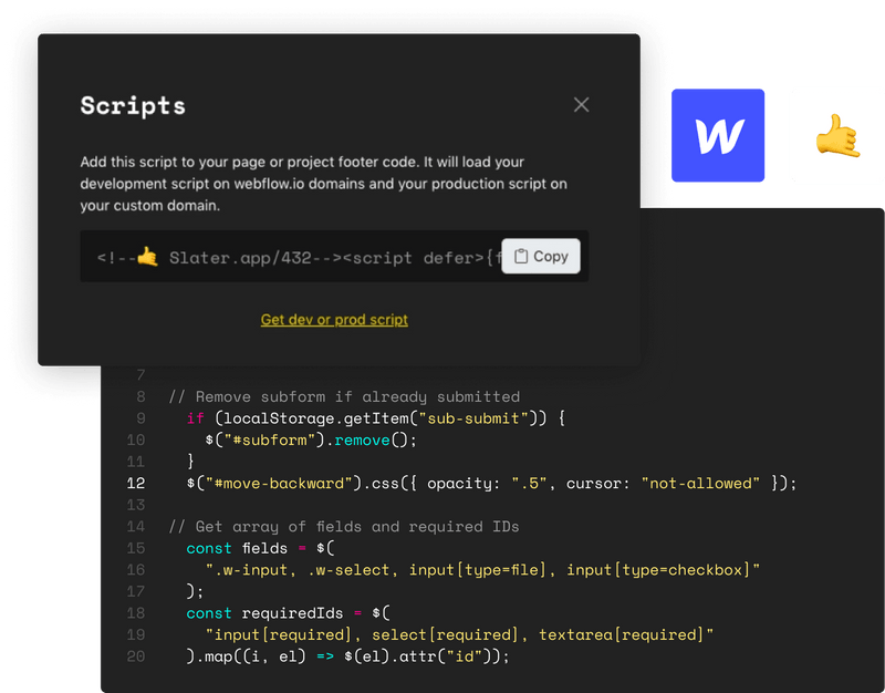 Slater | AI Custom Code Tool For Webflow Projects